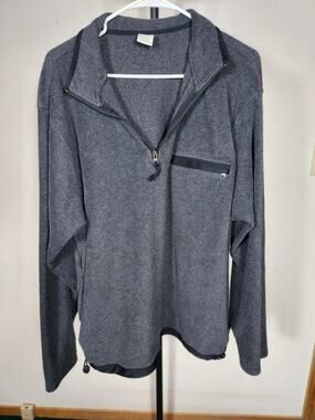 Men's XL Gray Black Trim Long Sleeved Pull-Over Old Navy Knit Shirt Side Pockets